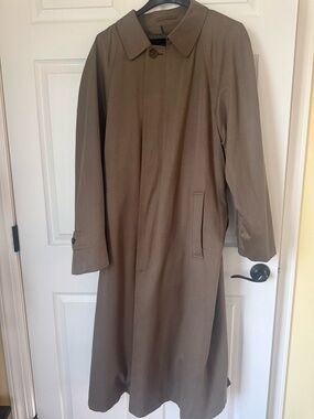 London Fog Men's Taupe/Brown Long Raincoat